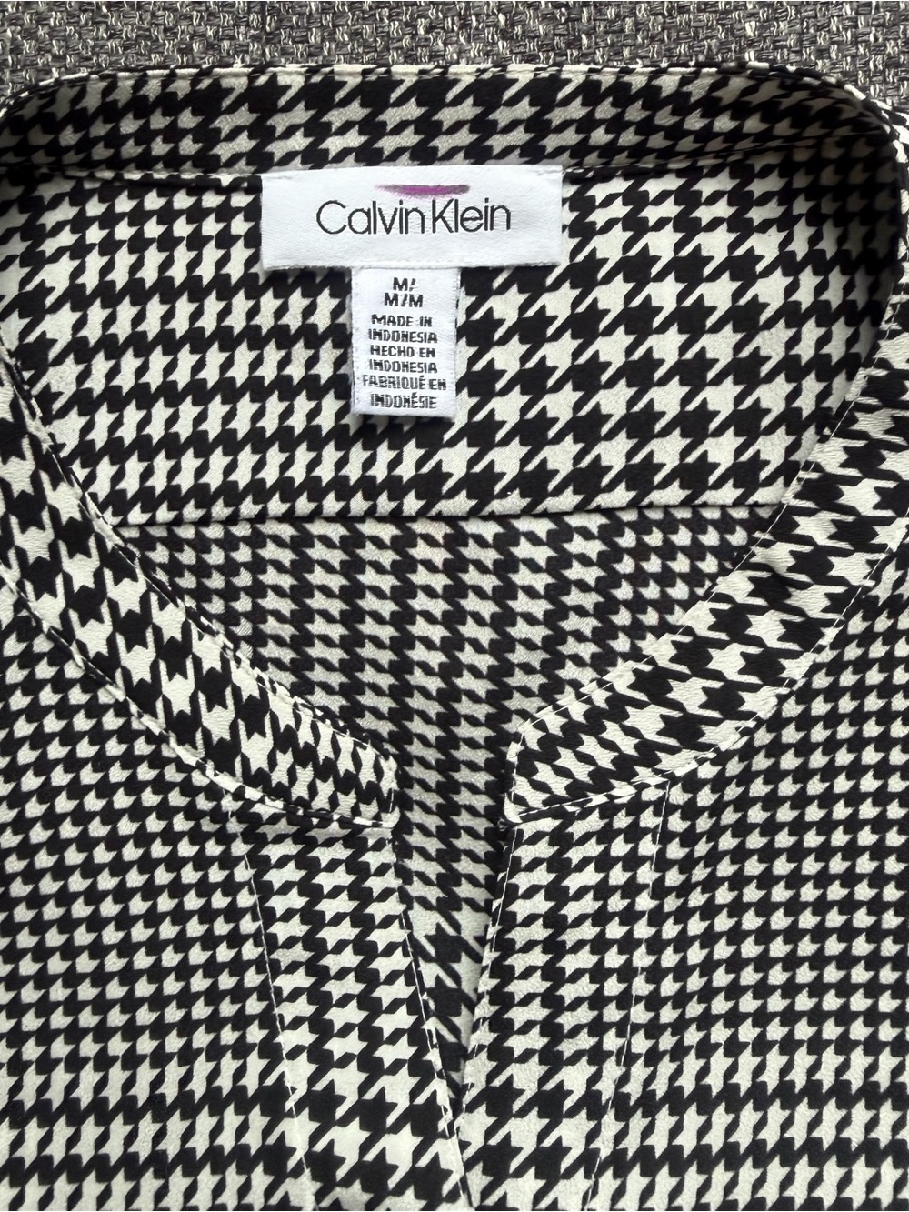 Calvin Klein Black & White Houndstooth Button-Down Shirt